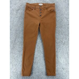 Madewell 9" Mid-Rise Skinny Jeans w/Exposed Button-Front Womens 29 Burnt Sienna